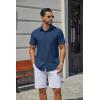 image:imageCOOFANDY Mens Stretch Dress Shirts Short Sleeve Casual Button Down Shirts with PocketNavy Blue