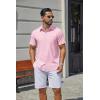 image:imageCOOFANDY Mens Stretch Dress Shirts Short Sleeve Casual Button Down Shirts with PocketPink