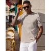 image:imageCOOFANDY Mens Waffle TShirts Short Sleeve Casual Crew Neck Shirt Summer Plain Pullover TeesA  Moon Gray