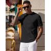 image:imageCOOFANDY Mens Waffle TShirts Short Sleeve Casual Crew Neck Shirt Summer Plain Pullover TeesBlack