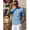 image:imageCOOFANDY Mens Waffle TShirts Short Sleeve Casual Crew Neck Shirt Summer Plain Pullover TeesBlue