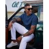 image:imageCOOFANDY Mens Waffle TShirts Short Sleeve Casual Crew Neck Shirt Summer Plain Pullover TeesDenim Blue