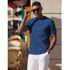 image:imageCOOFANDY Mens Waffle TShirts Short Sleeve Casual Crew Neck Shirt Summer Plain Pullover TeesDenim Blue