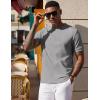 image:imageCOOFANDY Mens Waffle TShirts Short Sleeve Casual Crew Neck Shirt Summer Plain Pullover TeesHeather Gray