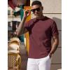 image:imageCOOFANDY Mens Waffle TShirts Short Sleeve Casual Crew Neck Shirt Summer Plain Pullover TeesWine Red