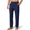 image:imageCOOFANDY Mens Cotton Linen Pants Loose Fit Casual Drawstring Dress Pants Beach Summer Lightweight TrousersNavy Blue