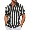 image:imageCOOFANDY Mens Knit Shirts Short Sleeve Button Down Polo Shirt Striped Casual Summer Beach ShirtsBlack  Beige