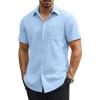 image:imageCOOFANDY Mens Stretch Dress Shirts Short Sleeve Casual Button Down Shirts with PocketLight Blue