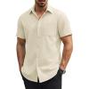image:imageCOOFANDY Mens Stretch Dress Shirts Short Sleeve Casual Button Down Shirts with PocketLight Khaki