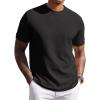 image:imageCOOFANDY Mens Waffle TShirts Short Sleeve Casual Crew Neck Shirt Summer Plain Pullover TeesBlack