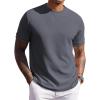 image:imageCOOFANDY Mens Waffle TShirts Short Sleeve Casual Crew Neck Shirt Summer Plain Pullover TeesCharcoal Gray