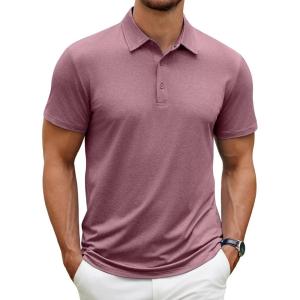 image:imageCOOFANDY Mens Polo Shirt Golf Quick Dry Performance Short Sleeve Moisture Wicking Athletic Polo Collared Tennis TShirtWine