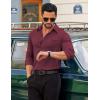 image:imageCOOFANDY Mens Dress Shirt Solid Long Sleeve Wrinkle Free Formal Shirt Business Button Down Shirts with PocketDark Red