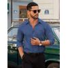 image:imageCOOFANDY Mens Dress Shirt Solid Long Sleeve Wrinkle Free Formal Shirt Business Button Down Shirts with PocketDenim Blue