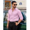 image:imageCOOFANDY Mens Dress Shirt Solid Long Sleeve Wrinkle Free Formal Shirt Business Button Down Shirts with PocketPink