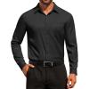 image:imageCOOFANDY Mens Dress Shirt Solid Long Sleeve Wrinkle Free Formal Shirt Business Button Down Shirts with PocketBlack