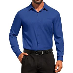 image:imageCOOFANDY Mens Dress Shirt Solid Long Sleeve Wrinkle Free Formal Shirt Business Button Down Shirts with PocketSky Blue