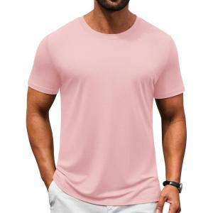 image:imageCOOFANDY Mens TShirts Short Sleeve Crew Neck T Shirts Casual Classic Basic Tee ShirtsLight Pink