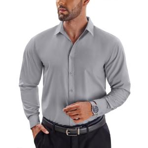 image:imageCOOFANDY Mens Rose Shiny Shirt Luxury Flowered Printed Button Down ShirtLight Grey