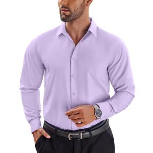 image:imageCOOFANDY Mens Rose Shiny Shirt Luxury Flowered Printed Button Down ShirtLight Purple