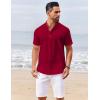 image:imageCOOFANDY Mens Casual Henley Shirts Short Sleeve Summer Beach TShirts Banded Collar Henleys Button Tee Shirt