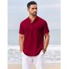 image:imageCOOFANDY Mens Casual Henley Shirts Short Sleeve Summer Beach TShirts Banded Collar Henleys Button Tee Shirt