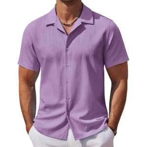 image:imageCOOFANDY Mens Casual Button Down Shirts Short Sleeve WrinkleFree Summer Beach Wear