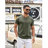 image:imageCOOFANDY Mens T Shirts Short Sleeve Casual V Neck TShirt Soft Notch Neck Tee Classic Plain ShirtsArmy Green