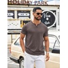 image:imageCOOFANDY Mens T Shirts Short Sleeve Casual V Neck TShirt Soft Notch Neck Tee Classic Plain ShirtsBrown