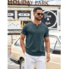 image:imageCOOFANDY Mens T Shirts Short Sleeve Casual V Neck TShirt Soft Notch Neck Tee Classic Plain ShirtsLake Green
