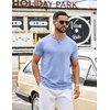 image:imageCOOFANDY Mens T Shirts Short Sleeve Casual V Neck TShirt Soft Notch Neck Tee Classic Plain ShirtsLight Blue