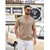 image:imageCOOFANDY Mens T Shirts Short Sleeve Casual V Neck TShirt Soft Notch Neck Tee Classic Plain ShirtsLight Khaki