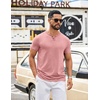 image:imageCOOFANDY Mens T Shirts Short Sleeve Casual V Neck TShirt Soft Notch Neck Tee Classic Plain ShirtsPink