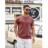 image:imageCOOFANDY Mens T Shirts Short Sleeve Casual V Neck TShirt Soft Notch Neck Tee Classic Plain ShirtsWine Red