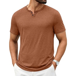 image:imageCOOFANDY Mens T Shirts Short Sleeve Casual V Neck TShirt Soft Notch Neck Tee Classic Plain ShirtsCaramel