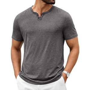 image:imageCOOFANDY Mens T Shirts Short Sleeve Casual V Neck TShirt Soft Notch Neck Tee Classic Plain ShirtsDark Grey
