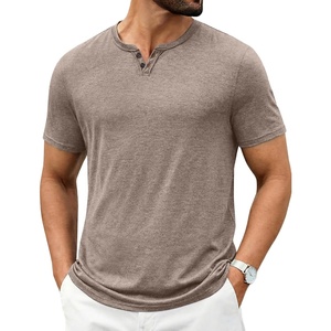 image:imageCOOFANDY Mens T Shirts Short Sleeve Casual V Neck TShirt Soft Notch Neck Tee Classic Plain ShirtsKhaki