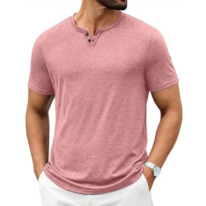 image:imageCOOFANDY Mens T Shirts Short Sleeve Casual V Neck TShirt Soft Notch Neck Tee Classic Plain ShirtsPink