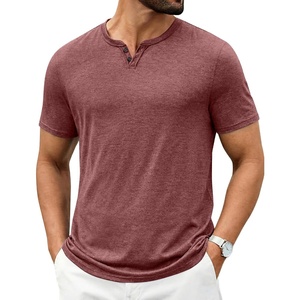 image:imageCOOFANDY Mens T Shirts Short Sleeve Casual V Neck TShirt Soft Notch Neck Tee Classic Plain ShirtsWine Red