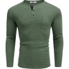 image:imageCOOFANDY Men Long Sleeve Henley Shirs Casual Basic T Shirts Soild Button Tees with PocketsArmy Green