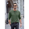 image:imageCOOFANDY Men Long Sleeve Henley Shirs Casual Basic T Shirts Soild Button Tees with PocketsArmy Green