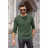 image:imageCOOFANDY Men Long Sleeve Henley Shirs Casual Basic T Shirts Soild Button Tees with PocketsArmy Green