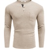 image:imageCOOFANDY Men Long Sleeve Henley Shirs Casual Basic T Shirts Soild Button Tees with PocketsCoffee