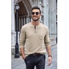 image:imageCOOFANDY Men Long Sleeve Henley Shirs Casual Basic T Shirts Soild Button Tees with PocketsCoffee