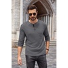 image:imageCOOFANDY Men Long Sleeve Henley Shirs Casual Basic T Shirts Soild Button Tees with PocketsDark Grey