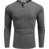 image:imageCOOFANDY Men Long Sleeve Henley Shirs Casual Basic T Shirts Soild Button Tees with PocketsDark Grey