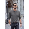image:imageCOOFANDY Men Long Sleeve Henley Shirs Casual Basic T Shirts Soild Button Tees with PocketsDark Grey