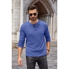 image:imageCOOFANDY Men Long Sleeve Henley Shirs Casual Basic T Shirts Soild Button Tees with PocketsDeep Blue