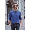 image:imageCOOFANDY Men Long Sleeve Henley Shirs Casual Basic T Shirts Soild Button Tees with PocketsDeep Blue