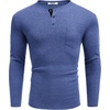 image:imageCOOFANDY Men Long Sleeve Henley Shirs Casual Basic T Shirts Soild Button Tees with PocketsDeep Blue